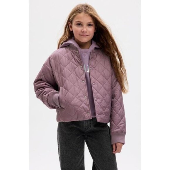 GAP Kids XXL Lightweight Puffer Jacket Purple Water Resistant Snap Button
